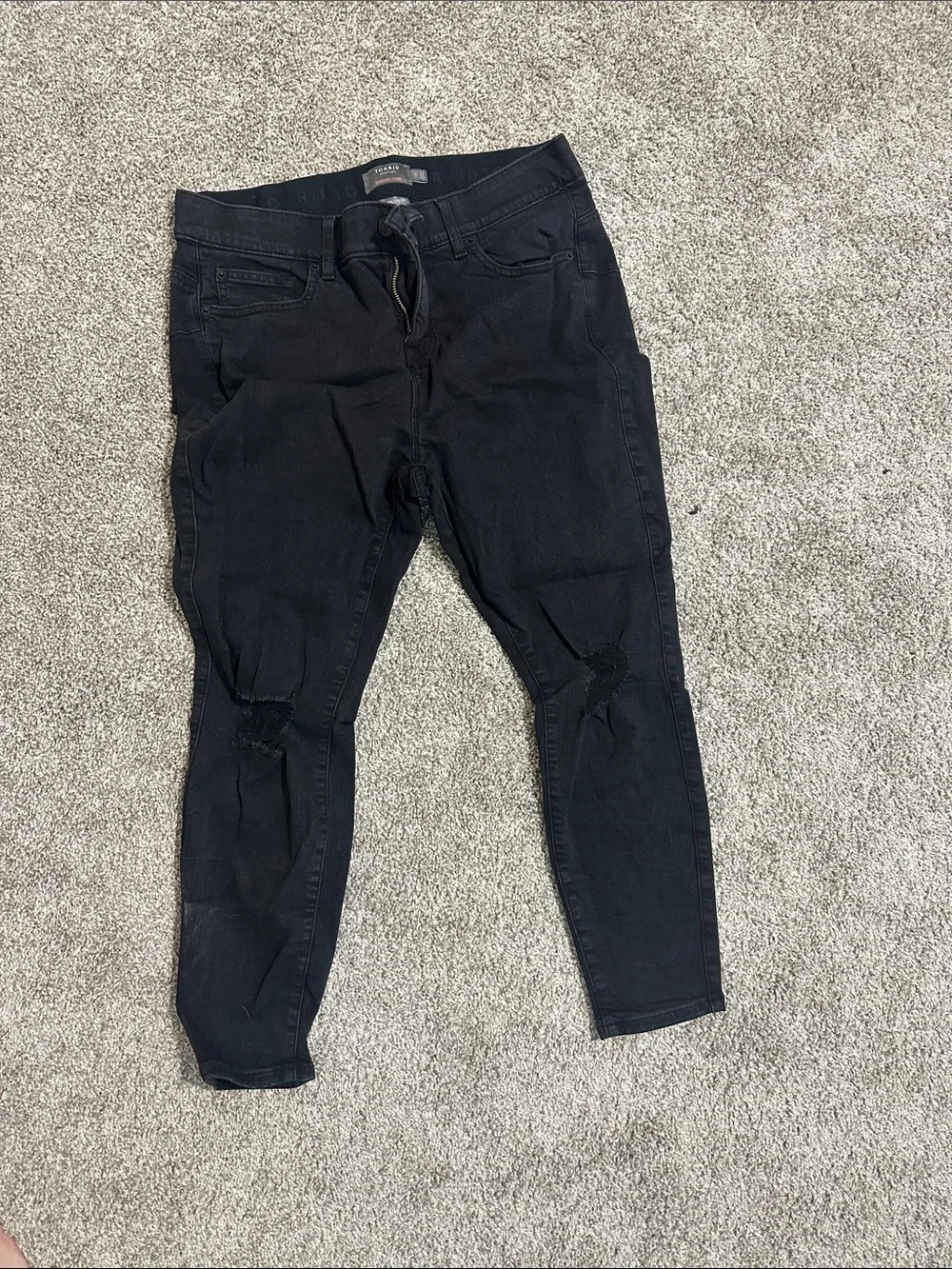 torrid Black Skinny Jeans with Knee Distress